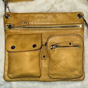 Fossil cross body hand bag | mustard yellow leather shoulder bag